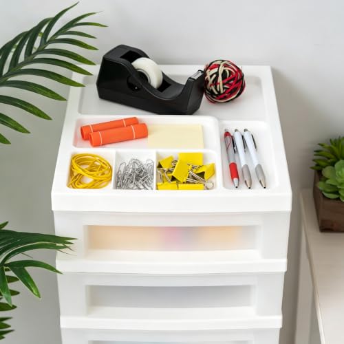 9-Drawer Narrow Plastic Rolling Storage Cart with Compartment Top Tray, Mobile Drawer Cabinet in Black(White)