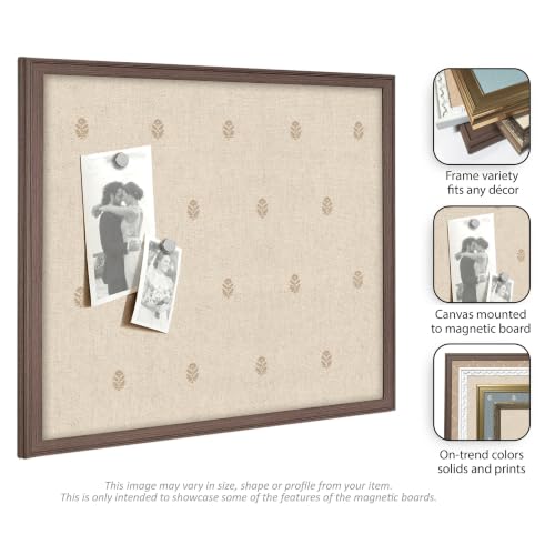 Kate and Laurel Framed Magnetic Board, 36x24 Neutral Crosshatch Design