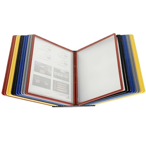 GUODDM Wall Mount Reference Organizer, Durable Catalog Display Rack, 20 Double-Sided Display Pockets, Find Reference A4 Document Holder, Office Workshop Space Saving