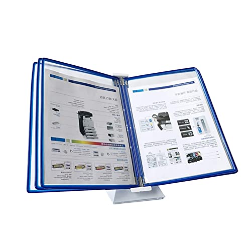 GMWXJKKL Desktop Reference Organizer - Catalog Display Rack, Desktop Reference System Small, 5 Panels, Holds 10 Sheets of A4 Paper, Factory Workshop Wall Hanging Operation Guidance(Blue)