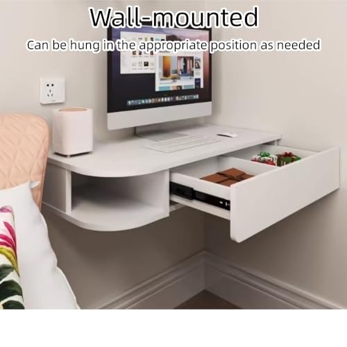 Koenqxoa Wall Mounted Desk, 16.1-inch Wide Floating Laptop Table, Floating Night Stand, Office Workstation Hanging Desk, Floating Console Media Storage Cabinet(Brown,L31.5in)