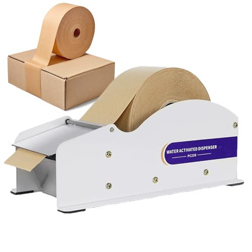 VNATWGOO Stainless Steel Packing Tape Dispenser, Kraft Paper Packaging Tape Dispenser, Water Activated Tape Dispenser, for Shipping, Carton