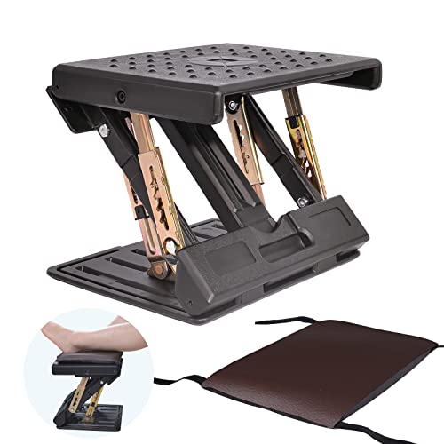 Scalebeard Adjustable Footrest with Removable Soft Foot Rest Pad Max-Load 120Lbs with Massaging Beads for Car,Under Desk, Home, Office (Brown)