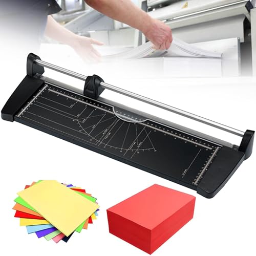 Rotary Paper Trimmer Cutter, A4/A3 Paper Cutter Heavy Duty Rolling Cutting Metal Base,10 Sheet Capacity for Cardstock/Laminating Sheet,A3