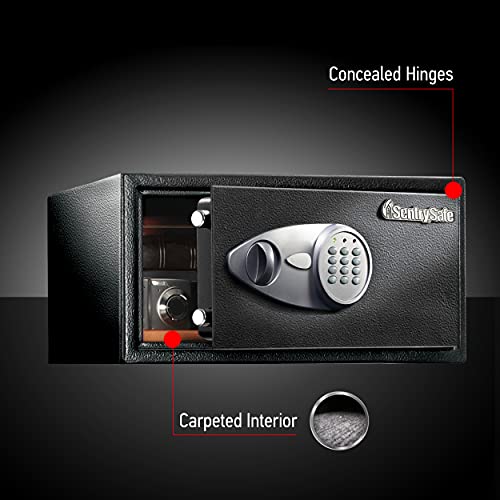 SentrySafe Shelf Safe with Digital Keypad Lock, Steel Safe with Interior Lining and Bolt Down Kit for Money, Jewelry, Documents, 0.98 Cubic Feet, 8.9 x 16.9 x 13.6 Inches, X105