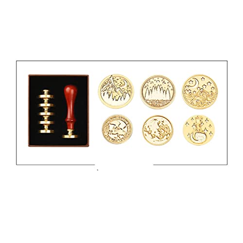 Stamps Korea Sealing Wax Stamp for Wedding Invitation Gift Cards Scrapbooking Material Package 6 Copper Heads + 1 Wooden Handle