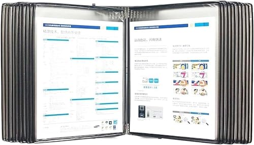 NIKAIDD Wall Mounted Reference System, 20 Pockets Hanging Wall File Organizer,Display Book,Presentation Project Folder for Files (Black W23.23xH12.99in)