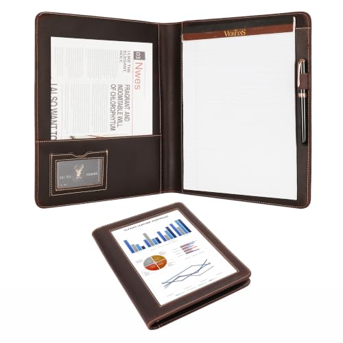 Genuine Leather Presentation View Binder, Leather ProView Binder 3 Ring for Men, Business Portfolio Notepad for Women