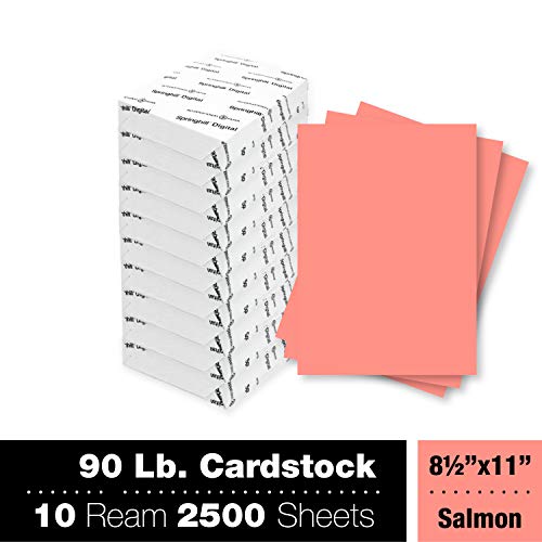 Springhill 8.5” x 11” Salmon Colored Cardstock Paper, 90lb, 163gsm, 2,500 Sheets (10 Reams) – Premium Lightweight Cardstock, Printer Paper with Smooth Finish for Cards, Flyers, Scrapbooking & More