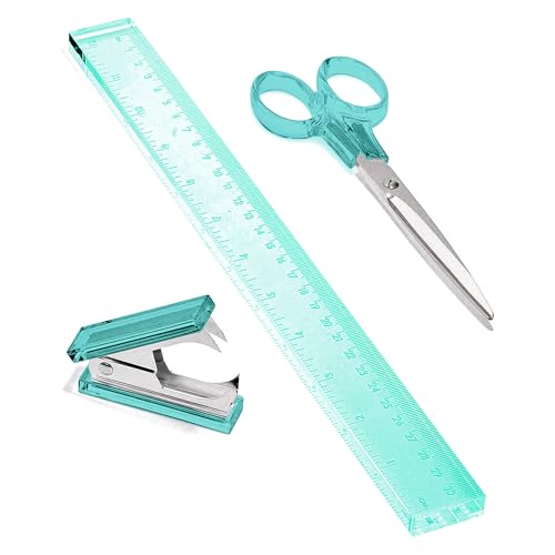 OfficeGoods 3-Piece Acrylic Desk Set, Green with Silver Metal