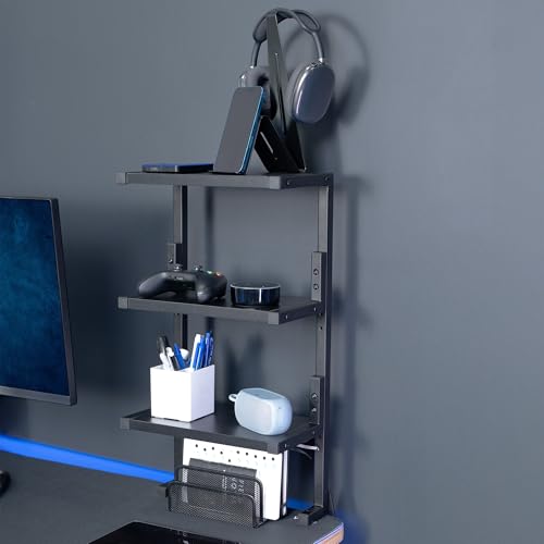 VIVO Black Clamp-on 13 in 3-Tier Desk Shelf, STAND-SHELF3C