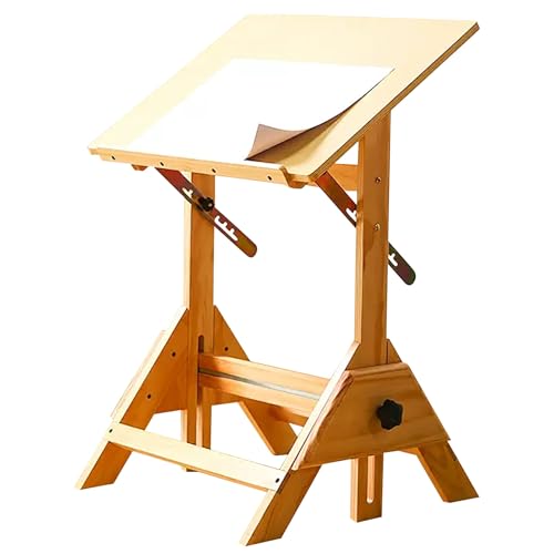 YDBMY Solid Wood Drafting Table, Artist Desk, Architect Table, Natural Design, Adjustable Height & Angle, for Graphic Design, Reading, Study