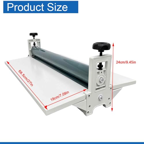BEILOCKERY 25in(635mm) Manual Cold Laminating Machine with Soft Rubber Roller,All Metal Frame Laminator with Fold-up Table, Adjustable Roller Position, for Cold Mounting Photos