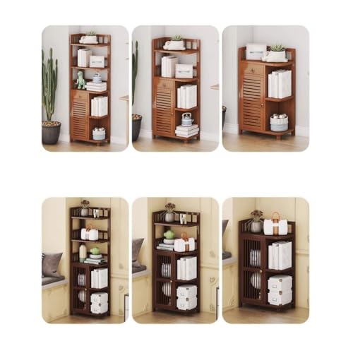 VHDY85KA Bookcase Corner Cabinet, Bedroom, Floor to Ceiling Living Room Side Cabinet, Storage Cabinet, Bookshelf Modern(Brown,Small)