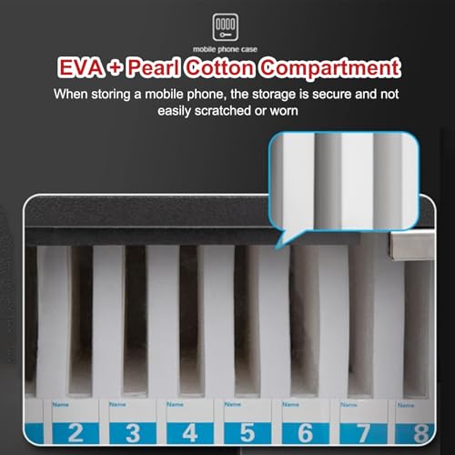 Cell Phone Lock Box, Steel Password Lock Mobile Phone Storage Cabinet, Cell Phone Storage Box, Mobile Phone Safe for Classroom, Gym Office(19.5x21x48cm)