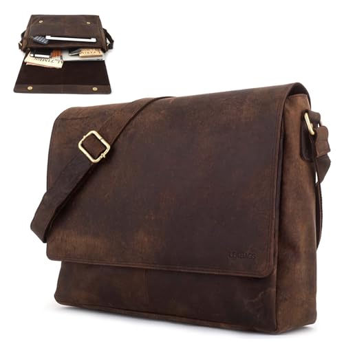 LEABAGS Oxford, Unisex Adult Shoulder Bag, One Size, Nature Dark Brown, One size