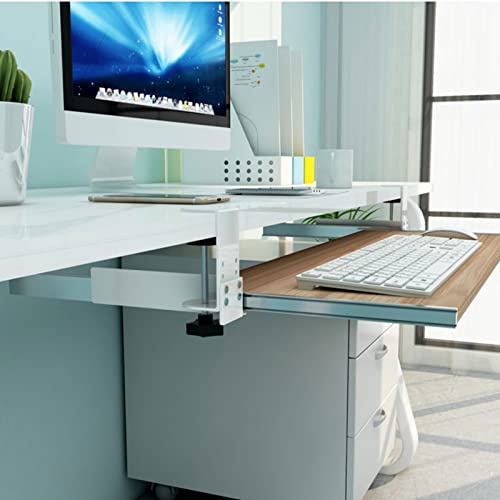 SDVantage 6 Colours Wooden N Keyboard Tray Shelf - for Keyboard Mouses Storage Shelves - 55/65/75X30Cm Slide-Out Platform Ergonomic Keyboard Drawer No Punching Easy Install,Redbrown65X30Cm(26X12Inch)