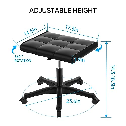 alfd suoke Mobile Footrest, Multi-Use Stool with Lockable Wheels, Under Desk Leg Rest Rolling Chair for Home Office, Adjustable Height Spa Salon Stool, Ottoman Foot Rest