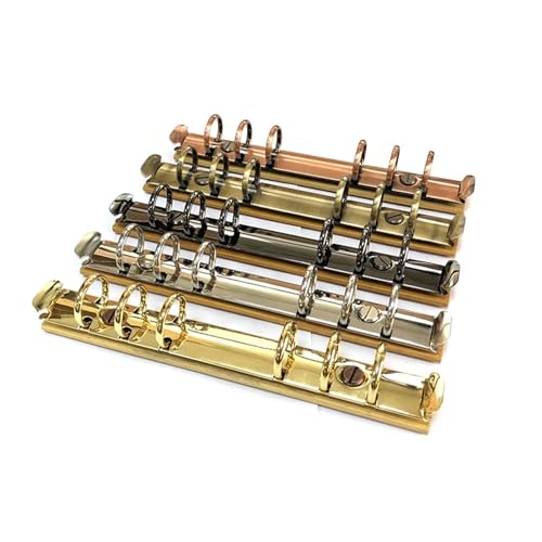 Ring Clips 6pcs A6 Detachable Buckle Loose-Leaf Binder Strip with Bamboo Back Panel 6 Holes Metal Ring Clips for Data Book Album Notebook(Red Bronze)