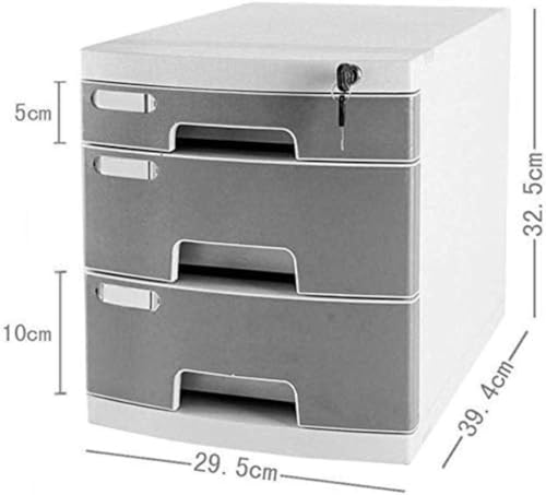 ELUKHT File Cabinet with Lock and Drawer 3 Drawer File Data Cabinet Storage Boxes, Grey