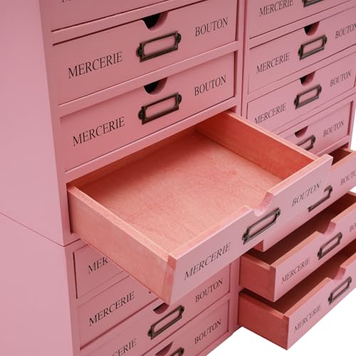 4-Pack Wooden Drawer Organizer 16 Drawers, Retro Desktop Storage Box, Expandable Desk Drawer Organizer with Metal Label Holders for Cosmetics Jewelry Office Supplies Vanity& Makeup
