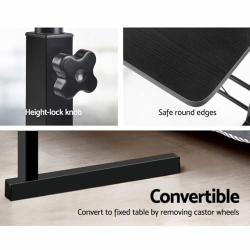 TECHNOVIBES Study Table/Bed Table/Foldable and Portable Wooden/Writing Desk for Office/Home/School (Black with Black Leg)