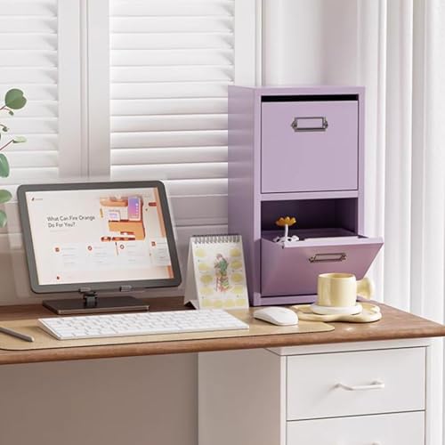 ELEFOCUS Super Space-Saving! 25 * 16 * 45cm tin Filing Cabinet, Double Drawer Storage + Mobile Convenience(Size:25cm*16cm*45cm)