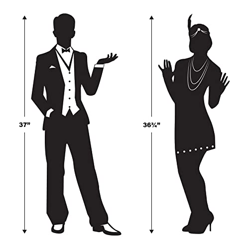 Beistle 1920s Jazz Age Party Decoration Bundle – Great 20’s Band Insta-Mural and Double-Sided 1920s Silhouette Cutouts, Vintage Roaring Twenties Décor for Speakeasy, Flapper, and Jazz-Themed Events