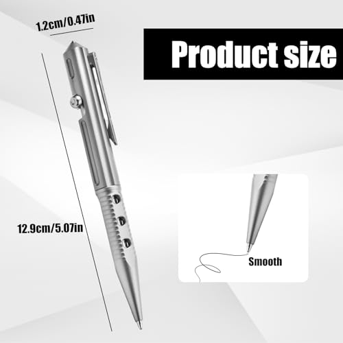 ROZOER Professional Titanium Alloy Tactical Pen Grade with Tungsten Steel Head - Perfect for Emergency Glass Breaking - European Standard G2 Refill (Sandblasted)