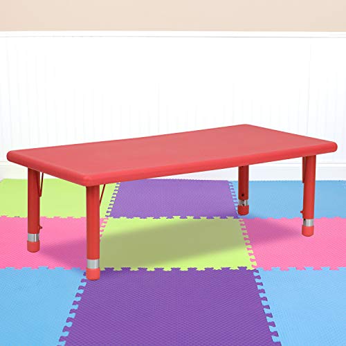BizChair 24x48 Red Plastic Height Adjustable Activity Table