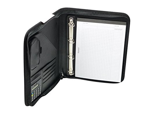 Alassio 30027 Reggio Ring Binder DIN A4 Approx. 36 x 28 x 5 cm Black/Fine Touch Imitation with Calculator and Pad A4