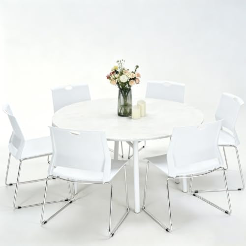 Stackable Chairs Set of 8 for Break Waiting Room Conference Church, White
