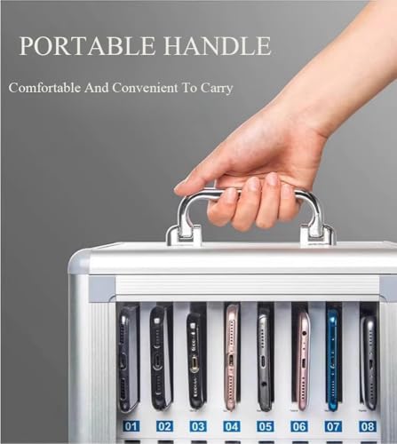 Wcxixo Slots Phone Locker Cell Phones Storage Cabinet with Handle Aluminum Alloy Pocket Chart Lock Box Wall Mount for Classroom Office Factory Desktop Wall Mobile Phone Holder(24 Slots)