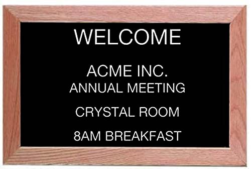 Aarco Oak Framed Open Faced Letter Board Message Center with Black Felt Panel - 12"Hx18"W