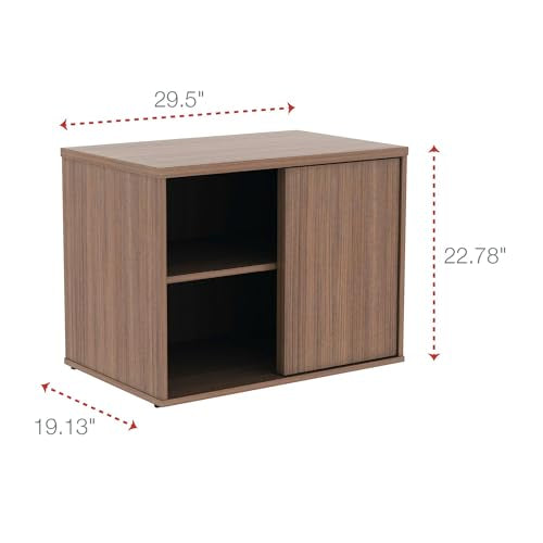 Alera ALE Open Office Low Storage Cabinet Credenza, 29 1/2 x 19 1/8x 22 7/8, Walnut