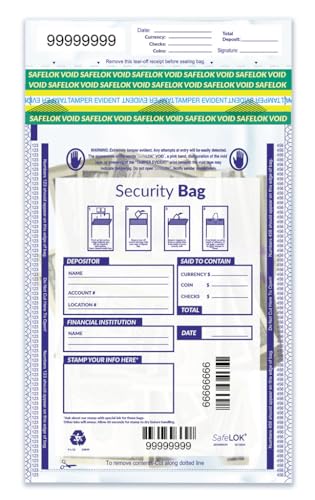Clear Single Pocket Security Deposit Bag with Unique Serial Numbers