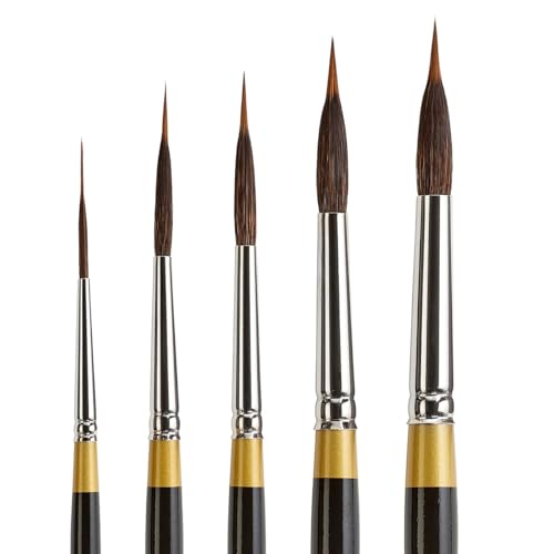 KINGART Original Gold 9035 Series Round Needle Point Artist Paint Brush Set - 5 pcs