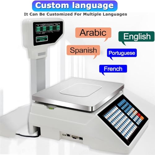 UYTROPLK Digital Price Computing Scale Thermal Printer,Commercial Double-Sided Display Price Label Printing Scale Electronics Barcode Scale Cash Register for Supermarket