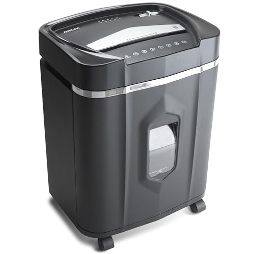 Aurora High-Security 12-Sheet Micro-Cut Paper/CD and Credit Card Shredder with 5 Gallon Pullout Basket / 60 Mins Running Time/Security Level P-4