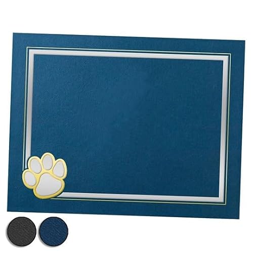 PaperDirect Paw Mascot Emblem Certificate Jackets, 9 Inches x 12 Inches Folded, Blue with Gold Foil, Certificate Cover for School, Work, Diplomas, Graduation & Awards, Certificate Holder, 50 Count