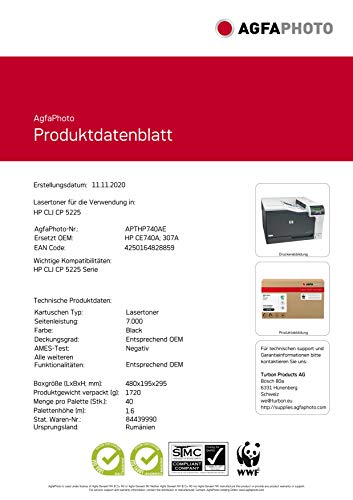 Agfaphoto APTHP740AE Copy and Laser Printer Catridges for HP Color CP5225 CE740A