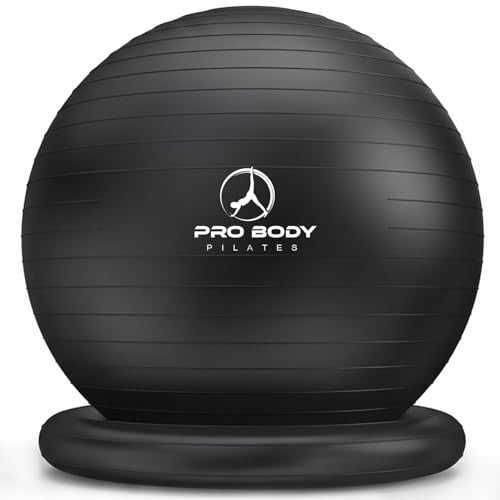 ProBody Pilates Yoga Ball Chair for Office, with Base (Black, 75 cm)