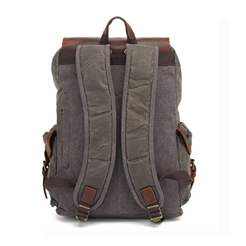 AODFDSJH Multifunction Men Backpack Vintage Canvas Leather School Bag Neutral Portable Wearproof Travel