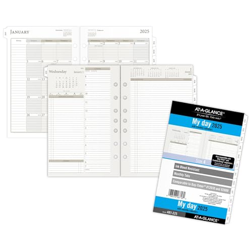 AT-A-GLANCE 2025 Planner, Daily, 5-1/2" x 8-1/2", Desk Size, Two Page Per Day Refill, Loose-Leaf (481-225-25)