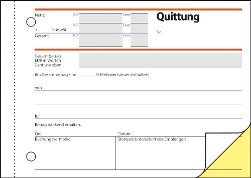 Sigel SD021 Duplicate Invoice Books 'Quittung' ('Invoice') A6 Printed Recto and Verso with Security Print 2 x 40 Sheets Set of 10 [German Import]