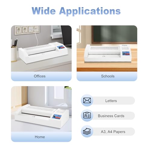 Electric Thermal Laminator Machine,600W Desktop Laminating Machine,Hot/Cold Roll Laminating Machine No Bubbles Machine for Large Offices,Homes,Schools