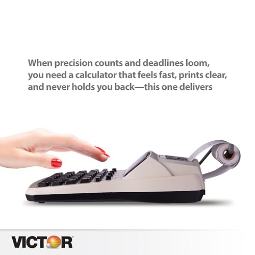 Victor 12-Digit Compact Adding Machine Printing Calculator, White (1208-2)