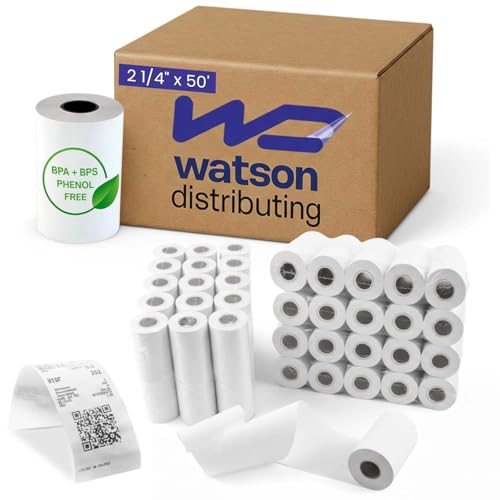 2 1/4" x 50' BPA & BPS Free Thermal Receipt Paper Rolls, 50 Count