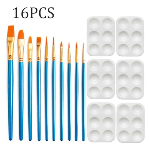 TGBHM Oil Paintbrush 16-Piece Set Wood Painting Brush Plastic Palette DIY Graffiti Drawing Tool