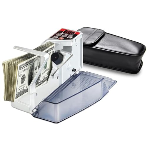 Acivirdde Mini Handheld Money Counting Machine, Portable Bill Cash Money Register Currency Counter Counting Machine,LED Display,for Banknotes